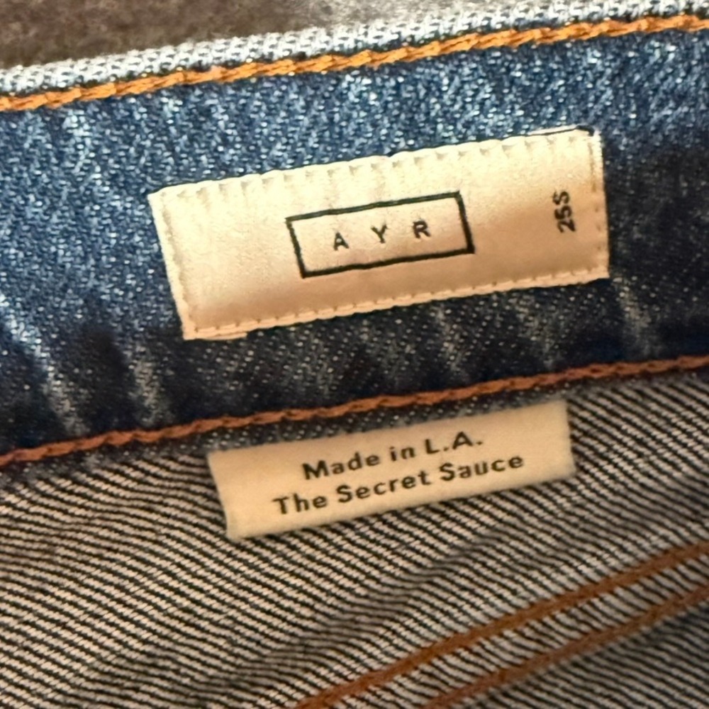 AYR The Secret Sauce Distressed Wide Leg High Rise Jeans Blue Women 25S L.A. - Picture 6 of 12
